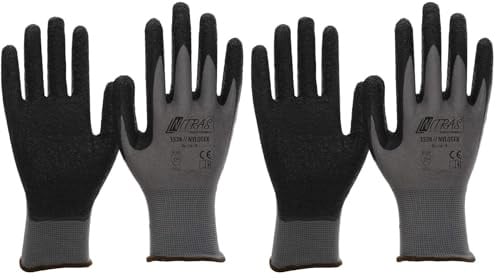 Nitras Nylotex 3520 Nylon-Latexhandschuhe Arbeitshandschuhe 12 PAAR Größe 10 (XL), Grau/Schwarz (Packung mit 2)
