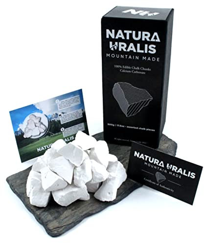 Natura Uralis Premium Belgorod Gesso a Pezzi | 1000g di Gesso Bianco a Pezzetti - Incredibile Croccantezza, Soddisfacente Consistenza Terrosa, Vellutata e Solida, Sensazione ASMR