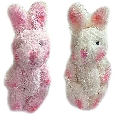 MULAIDI Plüsch-Schlüsselanhänger, niedlicher Plüsch-Hasen-Handyanhänger, einzigartiger Handy-Charm, Handtaschen-Zubehör, Plüschmaterial, Tasche, Schmuck, Geschenk für Teenager, Mädchen, bunt, 4.5cm