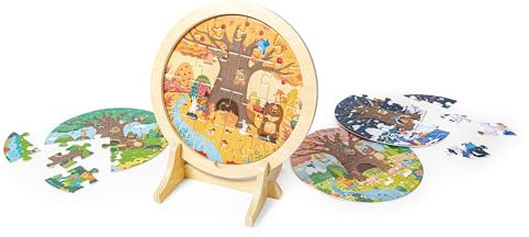 4-Jahreszeiten-Lagenpuzzle, Puzzle-Set mit 10-, 12-, 16- und 18-teiligen Szenen aus Frühling, Sommer, Herbst und Winter