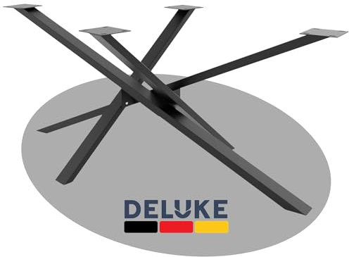 DELUKE® Tischgestell Metall Sider Schwarz | inkl. Schrauben + Bodenschoner | Tischbein Tischkufen Tischgestell für Holztisch Esstisch Schreibtisch Sitzbank | 72x60x120cm