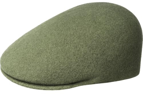 Kangol Seamless Wool Gatsby 507 Flatcap Schiebermütze Schnabelmütze Gatsbymütze Wollcap Schirmmütze Damen/Herren - mit Schirm, Schirm Winter Herbst-Winter - XL (60-61 cm) dunkeloliv