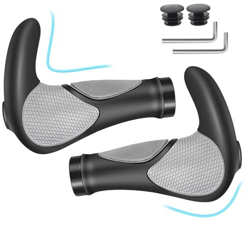 Ergonomische Fahrradgriffe - Anti-Rutsch Lenkergriffe, MTB Griffe Mit Zwei Seiten Lock, Universal 22mm Schwarz Und Grau