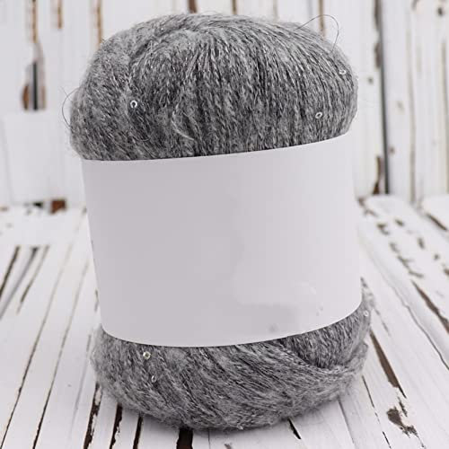 Garn, Garn zum Häkeln, 50 g/Knäuel Pailletten Mohair Gold Silber Seide Paillettengarn DIY Handstricken for Damen Dünne Pullover Strickhemd Schal Mütze Garn(3)