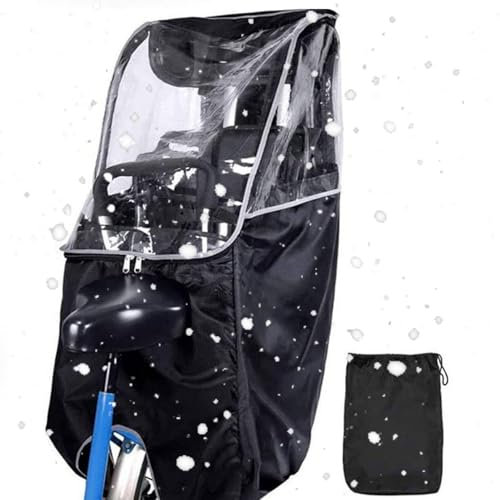 Fahrrad Regenmantel für Kindersitze,Fahrrad Regenschutz,Regenschutz für Fahrradkindersitz,Regenponcho Fahrrad Rücksitz Kinderfahrradsitz Regencape für Kleinkinder mit Transparent Fenster(Color:Black)