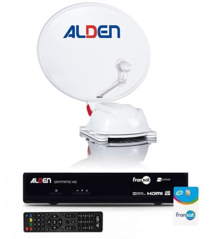 Alden Pack AS2 Parabole Satellite Automatique 60cm + Récepteur Satellite SATMATIC HD FRANSAT
