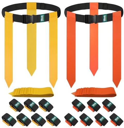 Hilhook Flaggen-Fußballgürtel, Fußball-Set für 14 Spieler mit 42 Flaggen für Kinder, Jugendliche und Erwachsene, Trainingsgeräte