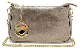 Chicca Borse Borsetta da donna in pelle, borsa a tracolla clutch (Bronzo)