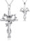 CUOKA MIRACLE Kreuz Kette Halskette 925 Sterling Silber Rose Blume Kruzifix Halskette für Frauen Religiöse Anhänger Amulett Schmuck Geschenke für Damen Mädchen Frauen