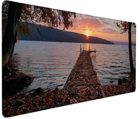 Tapis de Souris XXL 900x300MM, Tapis de Souris Gamer Jaune Tapis de Bureau Coucher De Soleil Mouse Pad Antidérapant Étanche, Bords Cousus Tapis de Bureau Gaming pour la Bureau, Jeux, Maison Déco J-B