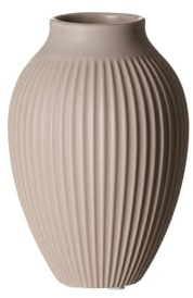 Ritzenhoff & Breker Alsta Vase, 15 cm, Tischvasen mit Rillendesign, Seidenmattes Oberflächen-Finish, Klassisch & Modern, Steingut, Beige