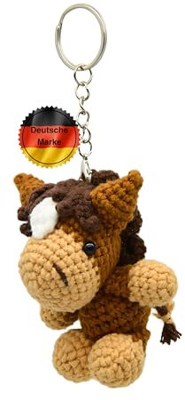 KEYSPACE Hailey - Schlüsselanhänger Pferd - handgehäkeltes Pferde Mädchen Geschenk - für alle Pferdeliebhaber & Reiterinnen