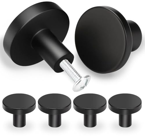 SHSMPXOY 6 Stück Möbelknöpfe Schwarz Schrankgriffe Rund Schwarz Schrank Knöpfe für Schränkes 25 * 30mm Schubladenknöpfe Türknauf Schranks Türknopf Kommodenknöpfe Schubladenknauf