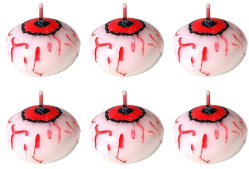 6 Stück Schwimmkerzen mit Augäpfeln für Themen-Event, Paraffine, Innen- und Außenbereich