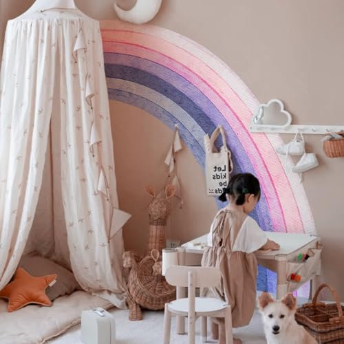 WandSticker4U®- [Aquafarben] Riesiges Wandtattoo REGENBOGEN Kinderzimmer pastell lila/rosa/blau (152x152 cm) I Wandsticker Mädchen Regenbogen groß Boho I Wandaufkleber Kinderzimmer Deko Mädchen XXL