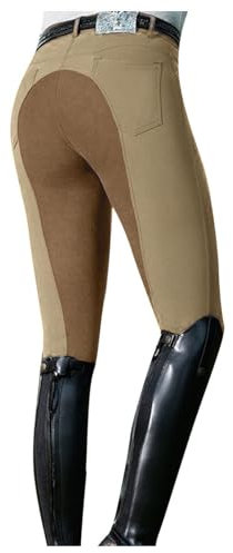 Winter-Reithose aus Fleece für Damen - Vollreithose - Thermoleggings gefüttert mit Handytasche - Taschen - Reitbekleidung, kaki, 48