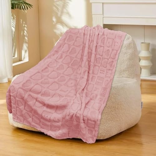 Herz Flauschig Kuscheldecke – Dicke Und Warme Sofadecke Vielseitig Blanket, Weiche Korddecke, Couchdecke Überwurfdecke Decken, Gemütlicher Wohndecke für Sofa Couch Bett (Rosa, 200 x 230cm)