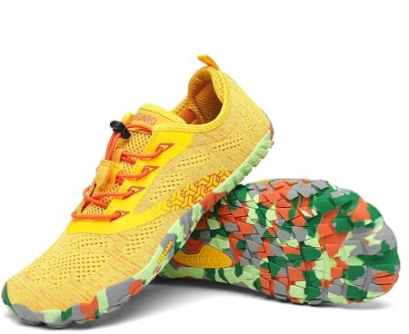SAGUARO Barfußschuhe Herren Barfuss Schuhe Damen Barfussschuhe Zehenschuhe Outdoor & Indoor Fitnessschuhe rutschfest Traillaufschuhe Barefoot Shoes mit Zero-Drop Solhe Gelb,Gr.38