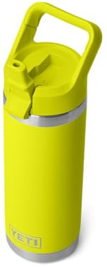 YETI Rambler C Straw Bottle, Stainless Steel Vacuum Insulated Bottle with Straw Cap, Firefly Yellow, 18 oz (532 ml)