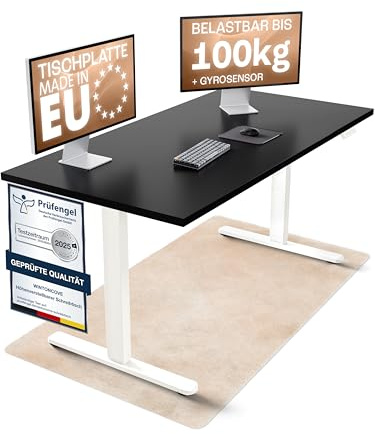 WINTONCOVE Höhenverstellbarer Schreibtisch elektrisch 120x60cm [Zertifiziert] Stabiler elektrischer Schreibtisch | höhenverstellbar elektrisch mit Dual-Motor & sauberem Kabel-Versteck