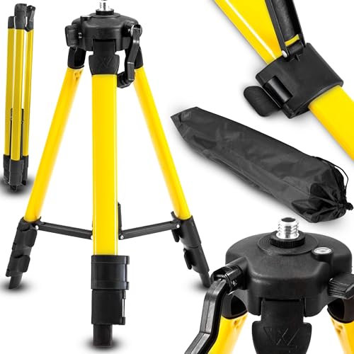 Retoo Baustativ für Laser und Nivelliergeräte, Gewinde 5/8, Arbeitshöhe 43-113 cm, Aluminium Tripod für Lasernivelliergerät und Kreuzlinienlaser Verstellstativ Stativ Teleskopisch Laserhalterung