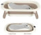 OHMG Bañera Bebe, Bañera Plegable Bebé, Bañera Bebé Con Termómetro Digital, Cojín De Baño, Bañera Bebe Plegable, Compacta Portátil Con Bandeja De Almacenamiento (A-Kaki-43 x 71 x 18,5 cm)