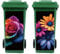 Peacoblue Wheelie Bin Stickers 2 Sheets Colorful Roses and Gerbera Sticky Dustbin Stickers, 15in x 32in Waterproof Self Adhesive Large Decal for Bins, Driveway, Garden, Outdoor, Indoor Decoration