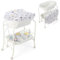 DREAMADE Table à Langer Pliable 4 en 1 Bébé avec Baignoire Matelas à Langer et Rangement Portable Nourrisson 0-12 Mois avec 4 Roues Universelles Verrouillables Charge 15 KG (Blanc)