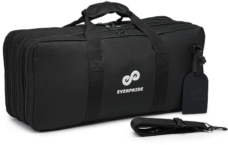 EVERPRIDE 4 Pocket - Black - Chef Knife Bag, 20 Knife Slots, 4 Storage Compartments, Professional Culinary Case with Shoulder Strap, Black, Laptop/Tablet Padded Slot - Knives Not Included