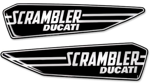 Set di adesivi in gel 3D, compatibili con Ducati Scrambler, adesivi in silicone per scrambler, emblemi in gel di alta qualità, resistenti ai raggi UV e all'acqua, set da 2 pezzi