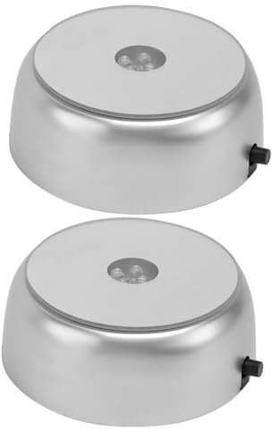 TIDTALEO Base Lumineuse Ronde à 4 LED Support Cristal 7Cm Base d'Affichage LED Changement de Couleur pour Verres à Cocktail Décoration de Fête Lot de 2