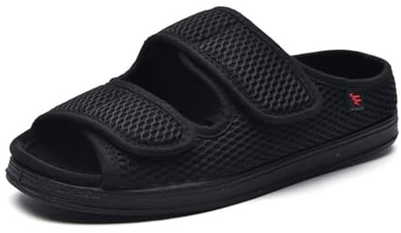 Generico Pantofole per Diabetici e Piedi Gonfi Uomo Donna Estive Aperte Sandali Ortopediche Pianta Larga Scarpe Regolabile Strappo per Anziani Edema Artrite Morbide Leggere per Piedi Sensibili