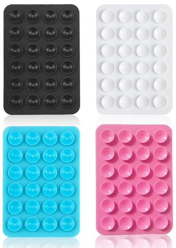 4 Stück Saugnapf, Silikon für Handy, Handy-Kleber, Stromversorgung, Selfies und Videos (Himmelblau, Rosa)