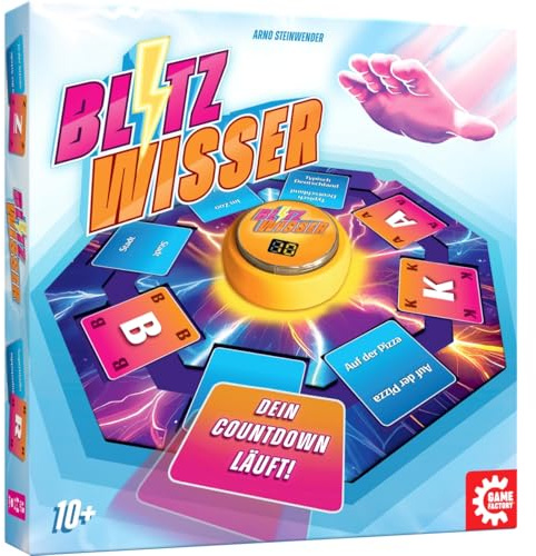 Game Factory 646061 Blitzwisser, das blitzschnelle Wortspiel inkl. Buzzer | für Familien und Freunde , Gesellschaftspiel, Partyspiel ab 10 Jahren