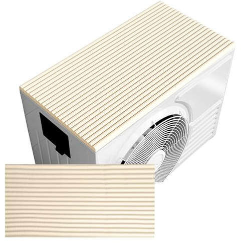 Housse Climatiseur Extérieur, Imperméable, Insonorisée Et Découpable, Housse Pompe a Chaleur avec Dos Auto-adhésif(Beige,50x200cm/19x78in)