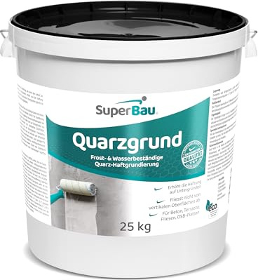 Quarzgrund (25kg ≈84m²) Weiß Haftgrund Fliese auf Fliese Grundierung für Putz Beton Holz OSB-Platten Haftgrundierung mit Quarzsand für Außen & Innen
