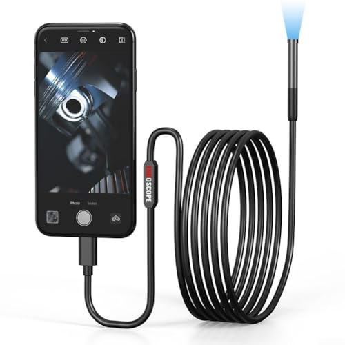 Industrielle Inspektionskamera mit zwei Objektiven, 8 mm Durchmesser, mit WLAN, kompatibel mit Android-Typ-C-Geräten, IP67 wasserdicht, 2 Millionen Pixel, breite 78-Grad-Ansicht (1 Meter Dual-Objektiv