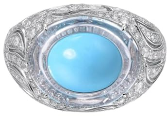 Beydodo Ehering Platin 950 Damen Einzeln, Hochzeit Ringe Luxus mit 2.7ct Türkis und Moissanit Trauringe Verlobungsringe für Frauen Gr.60 (19.1)