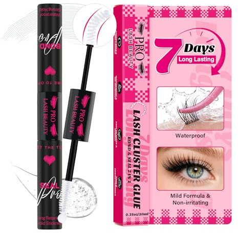 PRO LASHBEAUTY 2-In-1 Bond and Seal Lash Glue for Individual Cluster Strong Hold,Latex Free Lash Bond and Seal DIY Use Eyelash Glue,Waterproof, Long-Lasting,Safe Formula(10ml,Clear Bond)