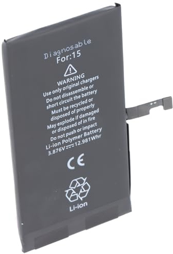 Akku kompatibel mit Apple iPhone 15, diagnostizierbar, Li-Polymer, 3,87V, 3349mAh, 12,98Wh, ohne Werkzeug