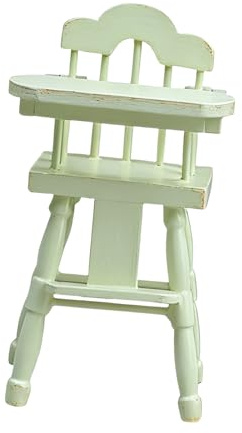 Oxtxuzdm Wooden Dollhouses Furniture Collection Baby Bed High Chair and Rocking Horse for Kids Play Dollhouses Accessories Wood Bedroom Crib Rocking Chair Stool Doll House