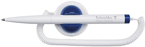 Schneider Klick-Fix Kugelschreiber mit Teleschnur (Schreibfarbe: blau, Strichstärke M), weiß, 10 Stück