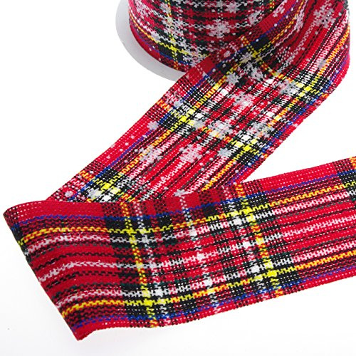Gewebtes Band mit Schottenmuster rot-schwarz - 93117-93