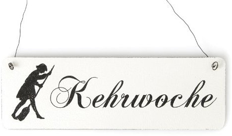 Interluxe Shabby Vintage Schild Türschild KEHRWOCHE Landhaus Chic Holzschild Putzen Kehren