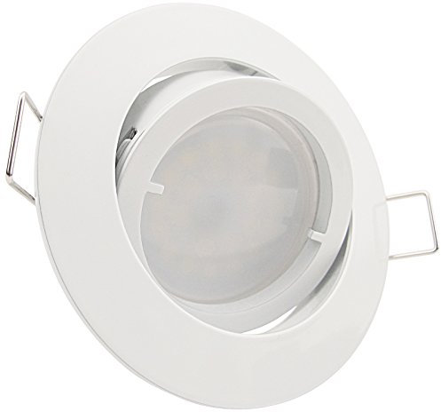 trendlights24 Premio Decken Einbaustrahler Weiß rund für LED & Halogen 230V GU10 Hochvolt, ohne Leuchtmittel, Deckenspots Einbauspots schwenkbar