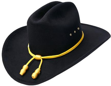 Western Express Klassischer Cowboyhut mit schwarzem Filz-Finish, Westernhut mit Kavalleriehutband, Schwarz, L/XL