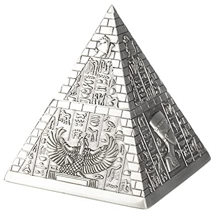 lachineuse - Ägyptische Pyramidenbox aus Stahl - Geheimversteck - 9x9x10 cm - Dekoration Antikes Ägypten - Schmuckkästchen für Silber, Schlüssel - Originelle Pyramide Deko Geschenkidee - Farbe Metall