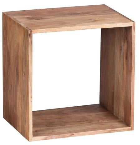 FineBuy Standregal Massivholz 43,5 cm Cube Regal Holzregal Naturprodukt Beistelltisch Landhausstil