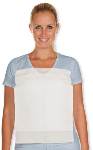 Franz Mensch Hygostar Lätzchen, mit Klebestreifen | aus Papier, mit PE-Beschichtung, in weiß, 500 Stück, 45 x 33 cm, Einweg-Lätzchen, für Erwachsene, Senioren & Kinder