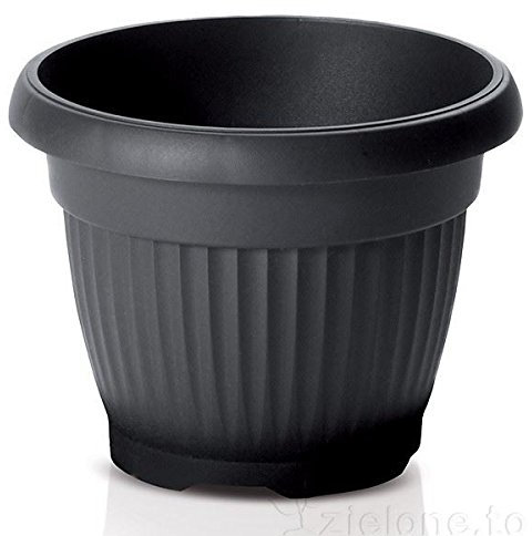 Prosper Plast Corinthian style Round Planter/Flower Pot (40cm, Black)